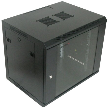 XtendLan 9U/600x450,na zeď, jednodílný, rozložený, skleněné dveře