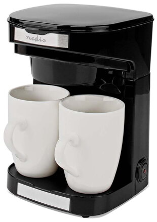 NEDIS kávovar/ na dve šálky/ kapacita 0,25 l/ automatické vypnutie/ čierný