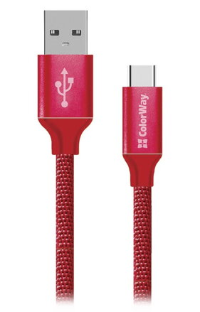 Colorway Datový Kabel USB - Type-C / 2.4A/ 2m/ Červený