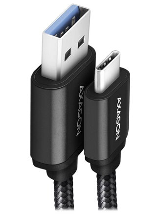 AXAGON datový a nabíjecí kabel USB-A na USB-C / USB 3.2 Gen1 / 3A / ALU / oplet / 1m / černý