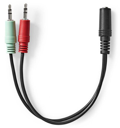 NEDIS redukce pro headsety/ 2x zástrčka 3,5mm jack - zásuvka 3,5 mm jack/ černá/ 12cm